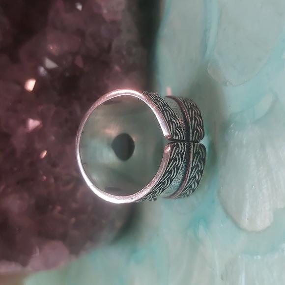 Wide Band Vintage Style Larimar Ring Size 7 - Picture 8 of 9